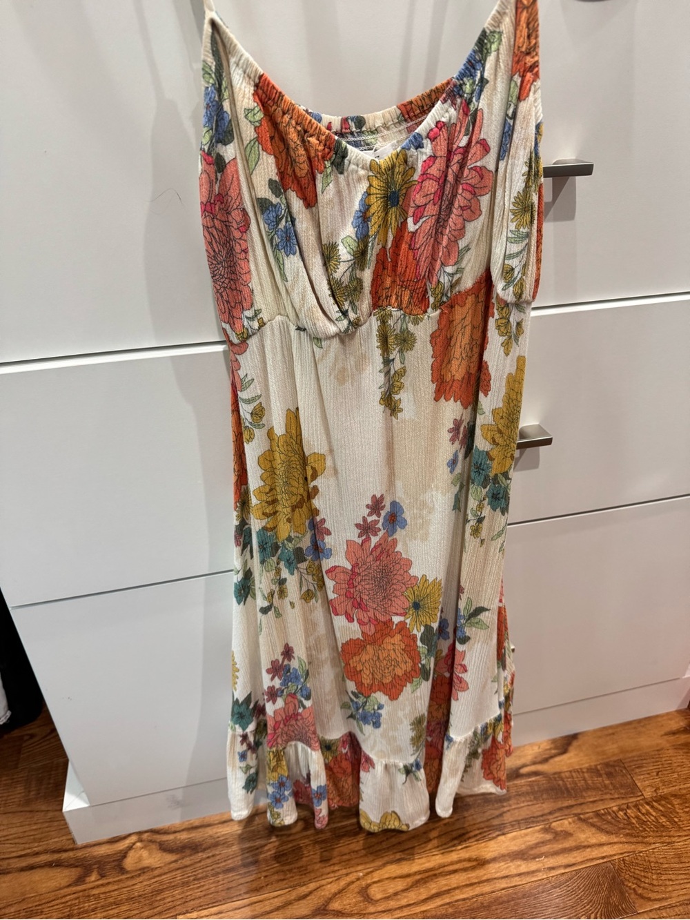 O'Neill Floral Slip Dress in Cream with Orange, Yellow & Blue Flowers